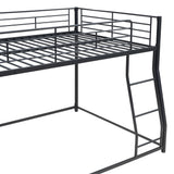 Harper & Bright Designs Metal Bunk Bed Full XL Over Queen Size with Ladder and High Guardrail, Metal Bunk Bed, Storage Space, Noise Free, Black Harper & Bright Designs
