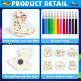 36 Outer Space Wooden Magnet Painting Craft Kit DIY Kids Astronaut Arts Crafts Painting Kit for Kids DIY Creativity Art Supplies for Boys Girls Party Favor Ages 4-8 8-12 Birthday Summer Crafts Gifts gisgfim