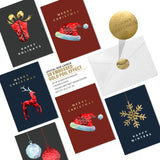 easykart labels 18 Christmas Greeting Card Assortment With Envelopes, Gold Foil With 3D Embossing Effect Design, 5.75 x 4.25 Inch easykart labels