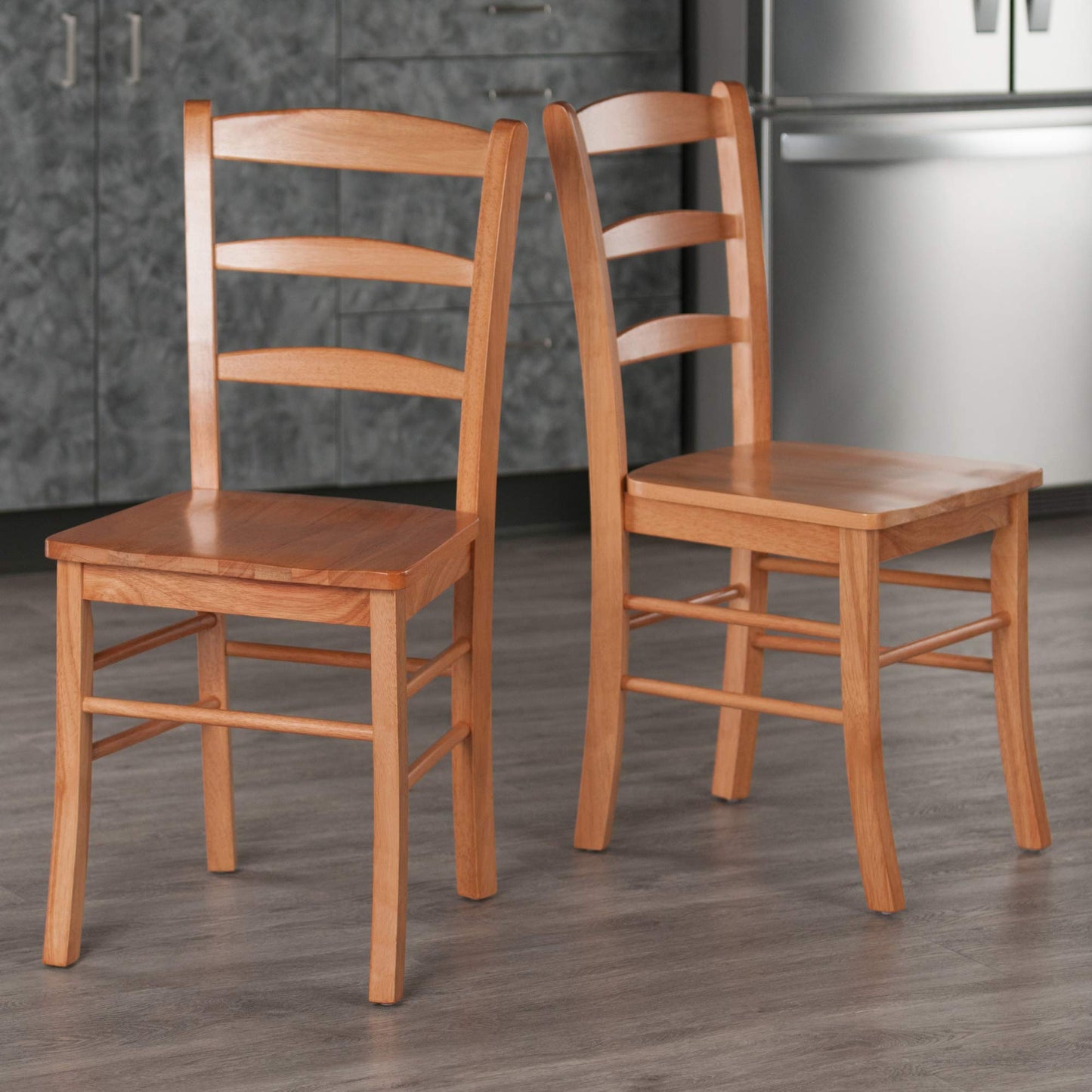 Winsome Wood Ladder Back Chair, Light Oak, 2 Pieces (34232), FURNITURE