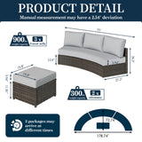 ZIENLIFE 11 Piece Outdoor Patio Furniture Set, Half Moon Patio Sectional Set with Soft Cushions and Ottoman, All Weather Rattan Wicker Curved Outdoor Sofa for Backyard Patio Garden ZIENLIFE