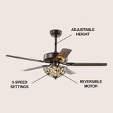 JONATHAN Y JYL9704A Ali 48" 3-Light Wrought Iron LED Ceiling Fan with Remote, Classic, Glam, Traditional, Transitional, Office, Living Room, Family Room, Dining Room, Bedroom, Oil Rubbed Bronze JONATHAN Y