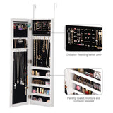 Giantex Jewelry Cabinet Armoire Door Wall Mounted, Full Length Mirror and 5 Storage Shelves for Display Bracelets Rings Cosmetics Hanging Organizer, Mirrored Storage Jewelry Cabinets Giantex