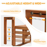 Outvita Balcony Table, Acacia Wood Folding Balcony Bar Table for Railings, 65LBS Load-Bearing Adjustable Height & Width Hanging Bar for Patio, Deck, Porch – Semicircular Outvita