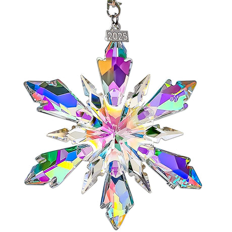 2025 Annual Edition Crystal Christmas Ornaments, Snowflake Star Ornaments for Christmas Tree, Beautiful Colorful Ornament Gifts for Family Friends JUNQIU US
