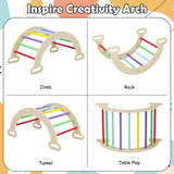 Olakids Climbing Toys for Toddlers 1-3 Inside, 5 in 1 Wood Foldable Pikler Triangle Set with Ramp Ladder Arch Slide, Baby Indoor Playground Jungle Gym Montessori Climbing Set for Kids Olakids