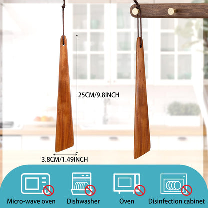 Yinkin 2 Pcs 9.8" Teak Wood Spatula for Cooking Flat Wooden Spatula Small Wooden Flipper Egg Scraper Iron Turner Wood Cooking Utensil for Kitchen Turning Flipping Serving Scraping