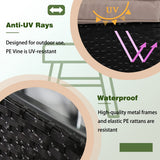 4 Pieces Patio Furniture Set Rattan Outside Furniture Wicker Sofa Garden Conversation Sets with Soft Cushion and Glass Table for Yard Pool or Backyard,Black PayLessHere