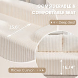 Hobestluk 96” Modular Sectional Sofa Couches L-Shape Couch 3 Seat Modular Sofa Memory Foam Sectional Couches for Living Room, Cloud Couch with Oversized Chaise (White, Stripe (Left Facing Chaise)) Hobestluk