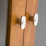 SIMPLIHOME Warm Shaker SOLID WOOD 32 inch Wide Rustic Low Storage Cabinet in Light Golden Brown, with 2 Adjustable Shelves, Tempered Glass Door SIMPLIHOME