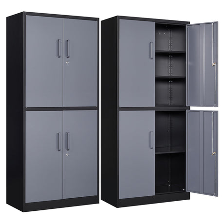 SISESOL Metal Storage Cabinet - 71 Inch Tall Large Steel Utility Locker with 3 Adjustable Shelves & Locking Doors - Garage Storage Cabinets for Tool Storage and Ammo Locker SISESOL