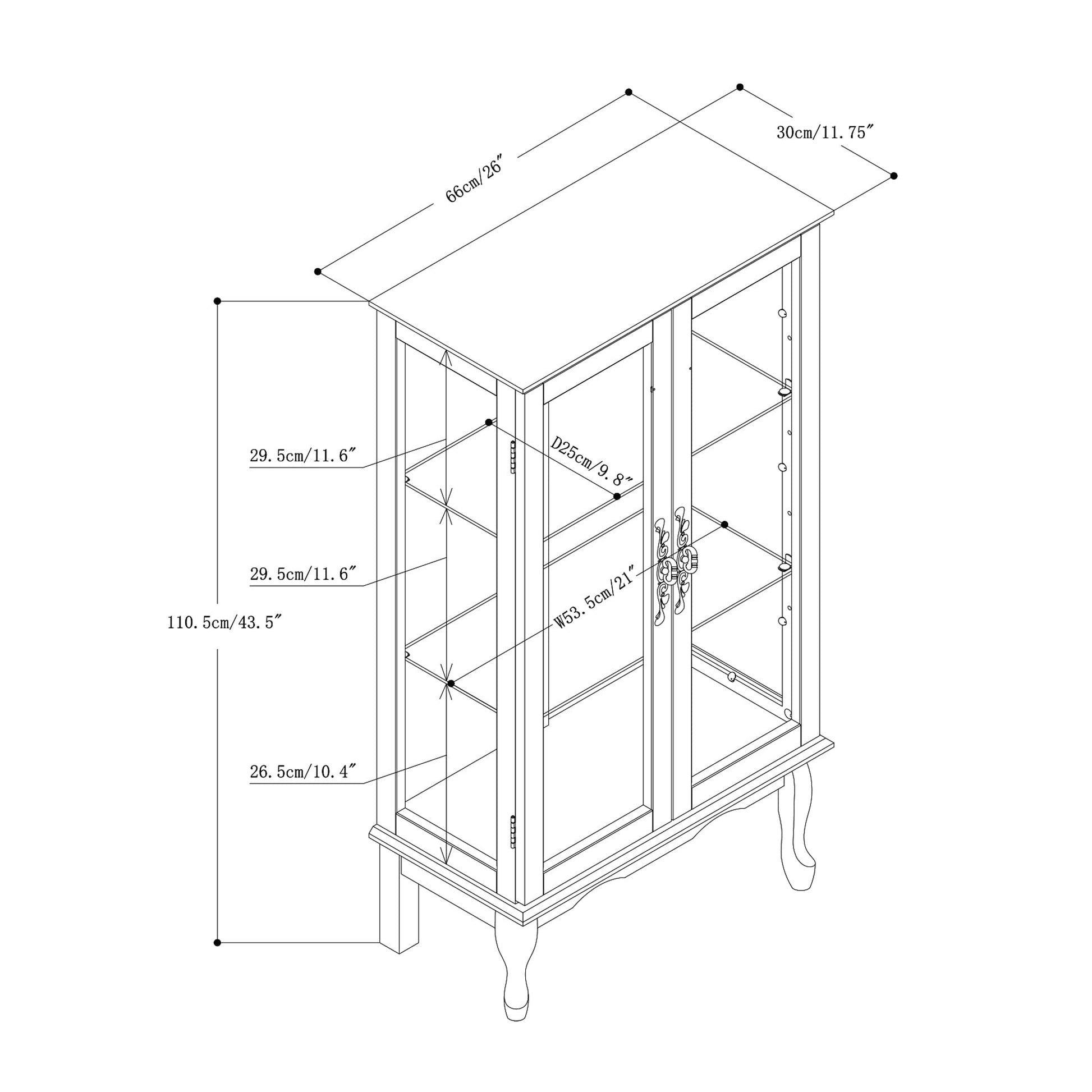 Ochangqi Curio Cabinet Lighted Curio Diapaly Cabinet Wooden Shelving Unit with Adjustable Shelves and Mirrored Back Panel, Tempered Glass Doors - WoodArtSupply