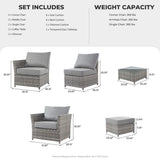 CAODOC 12 Pieces Outdoor Furniture Patio Sectional Sofa Couch Gray PE Wicker Conversation Sets with Ottomans Glass Coffee Table for Garden Poolside Backyard CAODOC