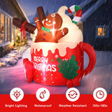 6.5 FT Christmas Inflatables Outdoor Decorations, Gingerbread Christmas Inflatable Hot Cocoa Mug with Built-in LEDs Blow Up Christmas Decoration for Garden Lawn Yard Patio Xmas Inflatable MGparty