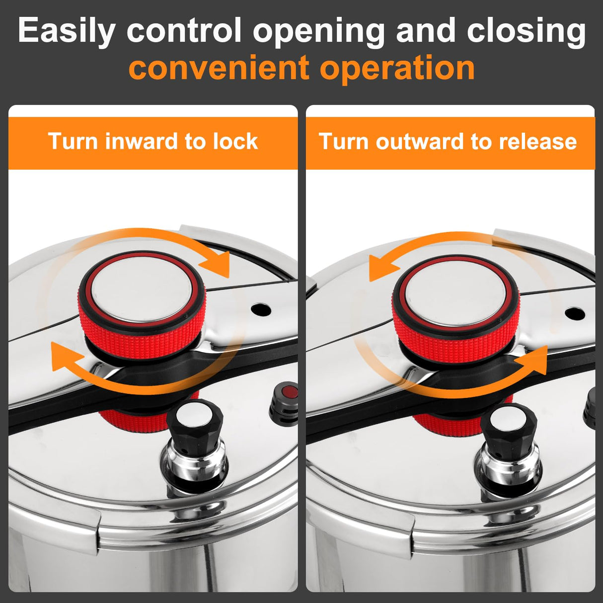 NYTRX Pressure Cooker 10 QT, Stainess Steel Pressure Canner 10 Quart, Explosion-Proof Cookware, Rotating Lock/Unlock Lid, One-handed lid opening, Thickened Silicone Ring And Anti-scald Handle, Silver NYTRX