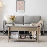 VINGLI Color Upgraded Farmhouse Lift Top Coffee Table, Rustic Grey Coffee Table with Lift Top, Lift Up Pop Up Coffee Table with Storage Shelf/Hidden Compartment, Coffee Table Mesa De Centro para Sala VINGLI