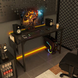 Sweetcrispy Small Computer Office Desk 32 Inch Kids Student Study Writing Work with Storage Bag & Headphone Hooks Modern Simple Home Bedroom PC Table - Black Sweetcrispy