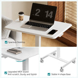 OLIXIS Small Standing Desk Adjustable Height, Portable Rolling Table on Wheels, 19 Inch Computer Mobile Desk Workstation for Home Office, White OLIXIS