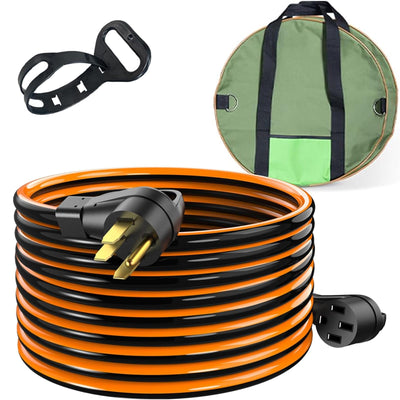 RVPLAN 50 Amp 25 Foot RV/EV Extension Cord, Heavy Duty STW Cord with Cord Organizer and Storage Bag,NEMA 14-50P/R Standard Plug Suit for EV Charging and RV Trailer Campers, ETL Listed(Black&Orange)