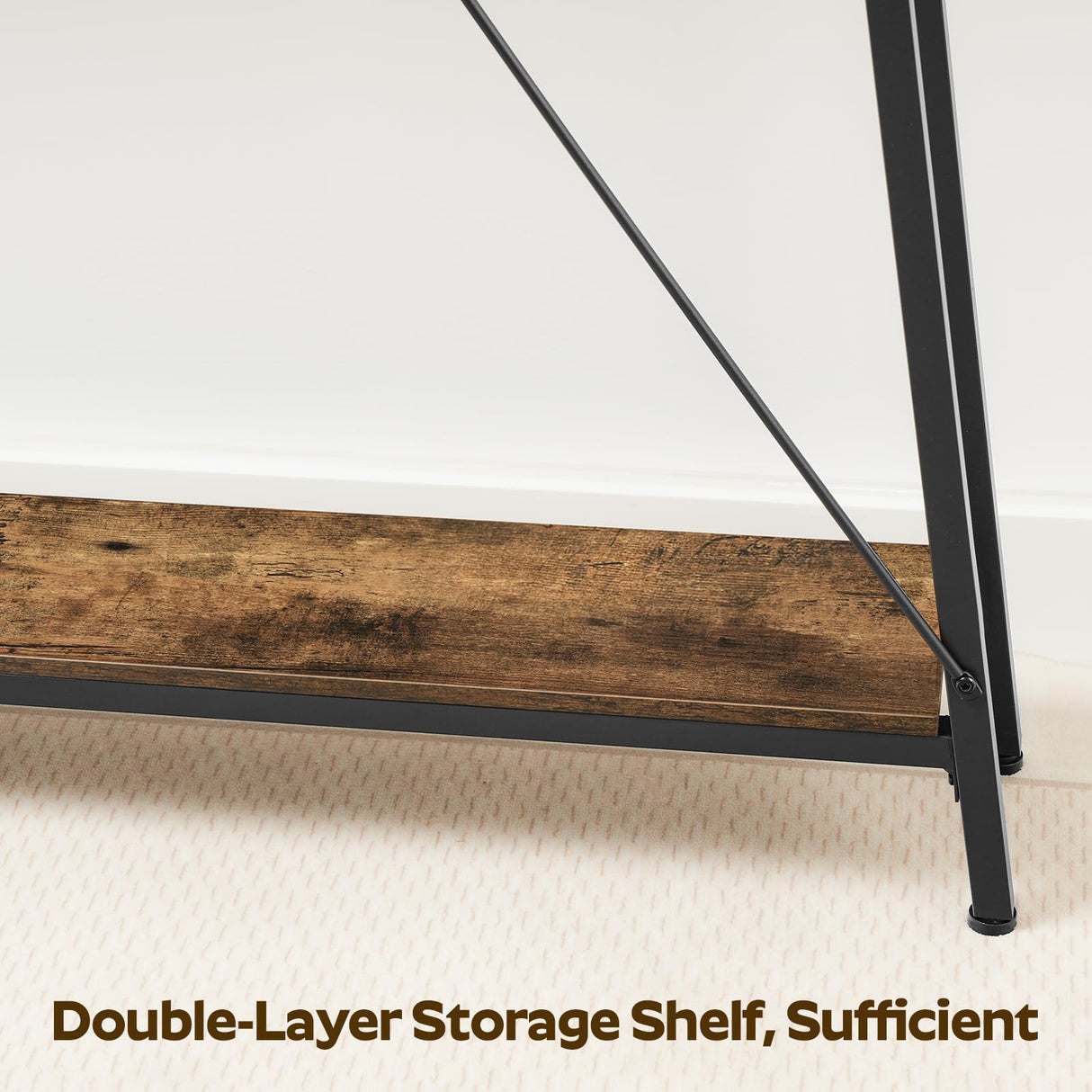 YATINEY 63" Console Table, Narrow Long Entryway Table, Industrial Skinny Sofa Tables, 2-Layer Hallway Table for Entryway, Display Table Behind Couch, Rustic Brown and Black CT16BR YATINEY