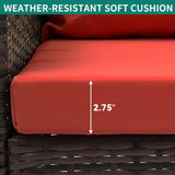 YITAHOME Wicker Hanging Porch Swing Chair Outdoor Brown Rattan Patio Swing Lounge w/ 2 Back Cushions Capacity 530lbs for Garden, Balcony, Living Room, Red YITAHOME