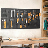 TORACK 3 PCS Metal Pegboard Panels for Garage Wall Utility Tools Storage Pegboard for Workbench, Modular Peg Board Tool Organizer Board Kit(Pack of 3, Black) TORACK