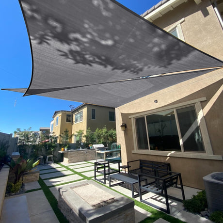 SUNLAX Sun Shade Sail 14' x 14' x 14' Dark Grey Triangle Canopy Sail Shade Cover UV Block Permeable Sunshade Outdoor for Patio Backyard (We Make Custom Size) SUNLAX