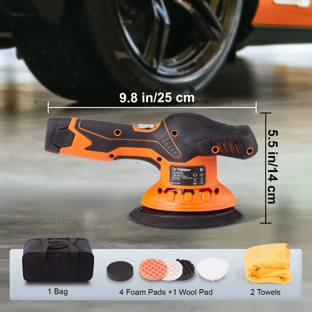 VEVOR Cordless Buffer Polisher, 6-Inch Random Orbital Polisher for Cars, 6 Variable Speed 5200RPM, with 1PC 12V Rechargeable Battery, Wireless Polisher Kit for Car Detailing/Polishing/Waxing VEVOR