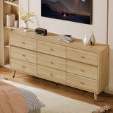 Chrangmay 9 Drawer Dresser,63" Wide Mid Century Modern Chest of Drawers,Wooden Bedroom Drawer Dresser with 9 Storage Drawers for Bedroom, Living Room,with Anti-Tipping Device,Woody Chrangmay