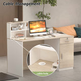 AIEGLE Reception Desk with Counter & Lockable Srotage Drawers, for Salon Reception Room Checkout Office, Natrual (55.1" L x 23.6" W x 43.3" H) AIEGLE