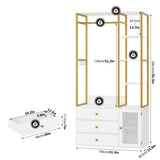 BOTLOG Closet Organizer, 81.2”H Wardrobe Closet with Hanging Rod and Storage Shelves, Garment Rack for Bedroom, Living Room(2PCS) BOTLOG