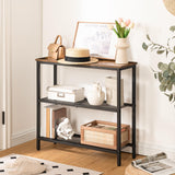 HOOBRO 29.5" Narrow Console Table, 3-Tier Entryway Table, Thin Sofa Table with Shelves, Side Table, Display Table, for Hallway, Entrance, Living Room, Bedroom, Rustic Brown and Black BF73XG01 HOOBRO