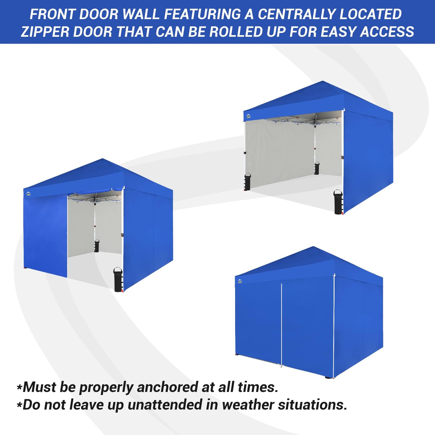 CROWN SHADES 10X10 Comercial Instant Canopy Pop Up Tent with Center Lock (10x10 with 4 Sidewalls, Blue)