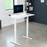 VIVO Electric Height Adjustable 44 x 24 inch Sit Stand Up Desk, Memory Controller, White Top White Frame, DESK-E144W VIVO