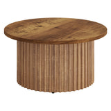 Tribesigns 31.5" Round Coffee Table, Farmhouse Circle Coffee Table with Metal Base, Modern Wood Accent Center Table Sofa Side Table for Living Room, Home Office, Wood Grain Veneer Top Tribesigns