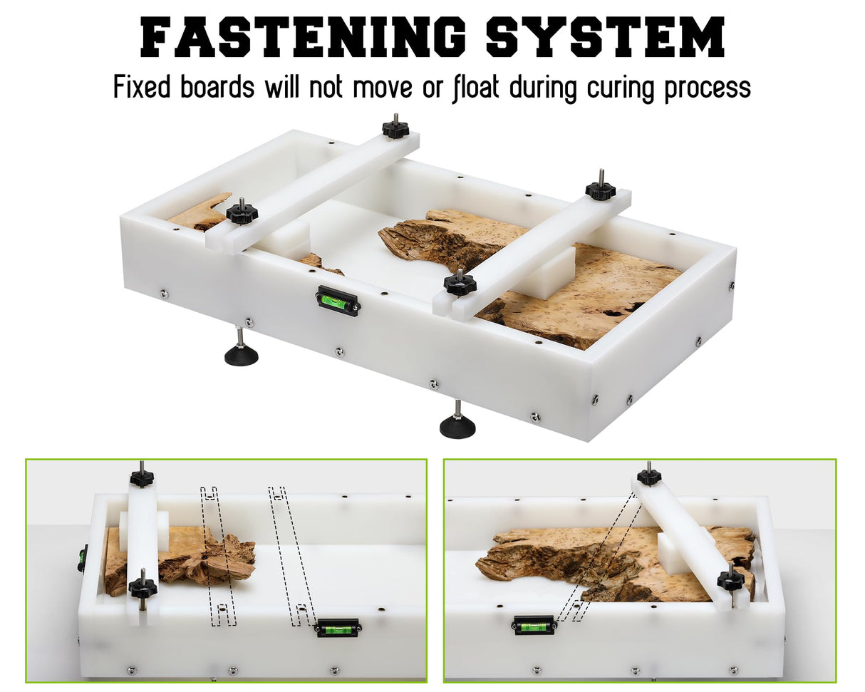 GROWLING Reusable Epoxy Resin Mold 24x12x3 Inches, Adjustable Fastening and Leveling, Heavy Duty Large Resin Mold for River Tables, Coffee Tables, Trays, Cutting Boards, DIY Resin Art Etc. GROWLING