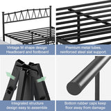 VECELO Queen Size Bed Frame, Bohemian Style Headboard,Queen Platform Mattress Base/Underbed Storage Space/No Box Spring Needed, Heavy Duty Bed Frame, Black VECELO