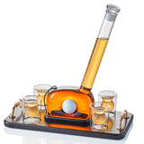CRAFTGEN Golf Whiskey Decanter Set with 4 Golf Ball Shot Glasses, Unique Golf Accessories Gifts for Men, 750ml Glass Golf Themed Liquor Dispenser for Bourbon, Scotch, Vodka, Tequila CRAFTGEN