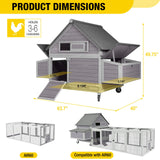 Aivituvin Chicken Coop with Wheels Outdoor Poultry Cage with Two Nesting Boxes 19ft² Wooden Hen House Aivituvin