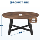 GarveeHome Round Coffee Table 36" Center Table,Large Coffee Table Industrial Accent Tables with Adjustable Feet, Living Room Tables with Thickened Legs and Designed Wood Grain, Easy Assemble GarveeHome