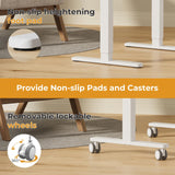 JOY worker Small Glass Standing Desk, 35" x 20" Electric Whole Piece Height Adjustable Desk with 4 Lockable Casters, Mobile White Sit to Stand Desk Workstation for Home Office JOY worker