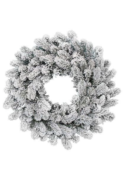 KING OF CHRISTMAS 24" Artificial Flocked Christmas Wreath, King Flock Wreaths for Christmas Decor, Christmas Wreath for Front Door, Indoor and Outdoor, Snow Wreath, Unlit