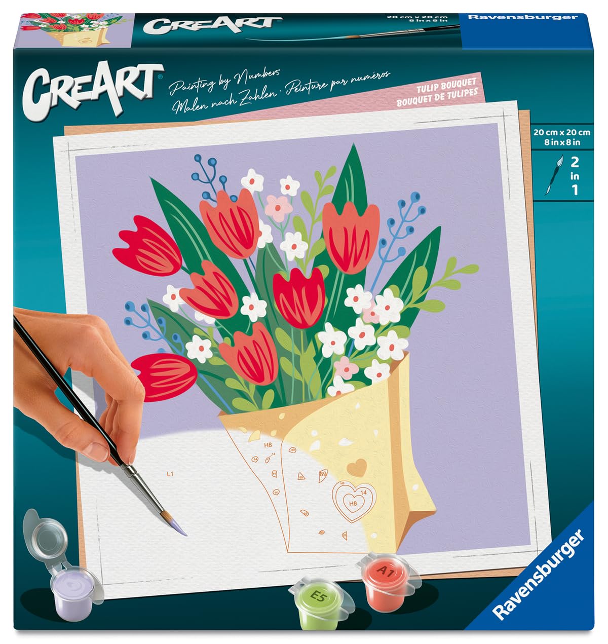 Ravensburger Relax CreArt Tulip Bouquet Paint by Numbers Kit | Perfect DIY Art Gift for Adults, Stress Relief, and Creative Hobby Ravensburger