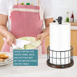 YINMIT Paper Towel Holder Countertop, Standing Paper Towel Roll Holder for Bathroom, Paper Towel Rack with Heavy Duty Wooden Base for Kitchen Counter, Fits Standard or Jumbo-Sized Rolls YINMIT