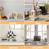 NEX Bamboo Kitchen Cabinet and Counter Shelf Organizer, Stackable & Expandable, White and Natural NEX