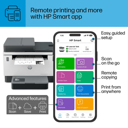 HP LaserJet-Tank MFP 2604sdw Wireless Black & White Printer Prefilled With Up to 2 Years of Original HP-Toner (381V1A)