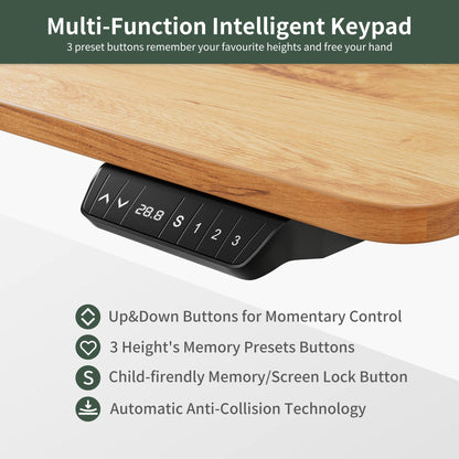 FEZIBO Standing Desk with Keyboard Tray, 55 × 24 Inches Electric Height Adjustable Desk, Sit Stand Up Desk, Computer Office Desk, Light Rustic - WoodArtSupply