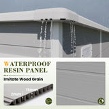 UDPATIO Outdoor Storage Shed 6 x 6 FT, Resin Garden Sheds Plastic Patio Outdoor Storage with Lockable Door for Tool, Bike, Garbage Can Gray White UDPATIO