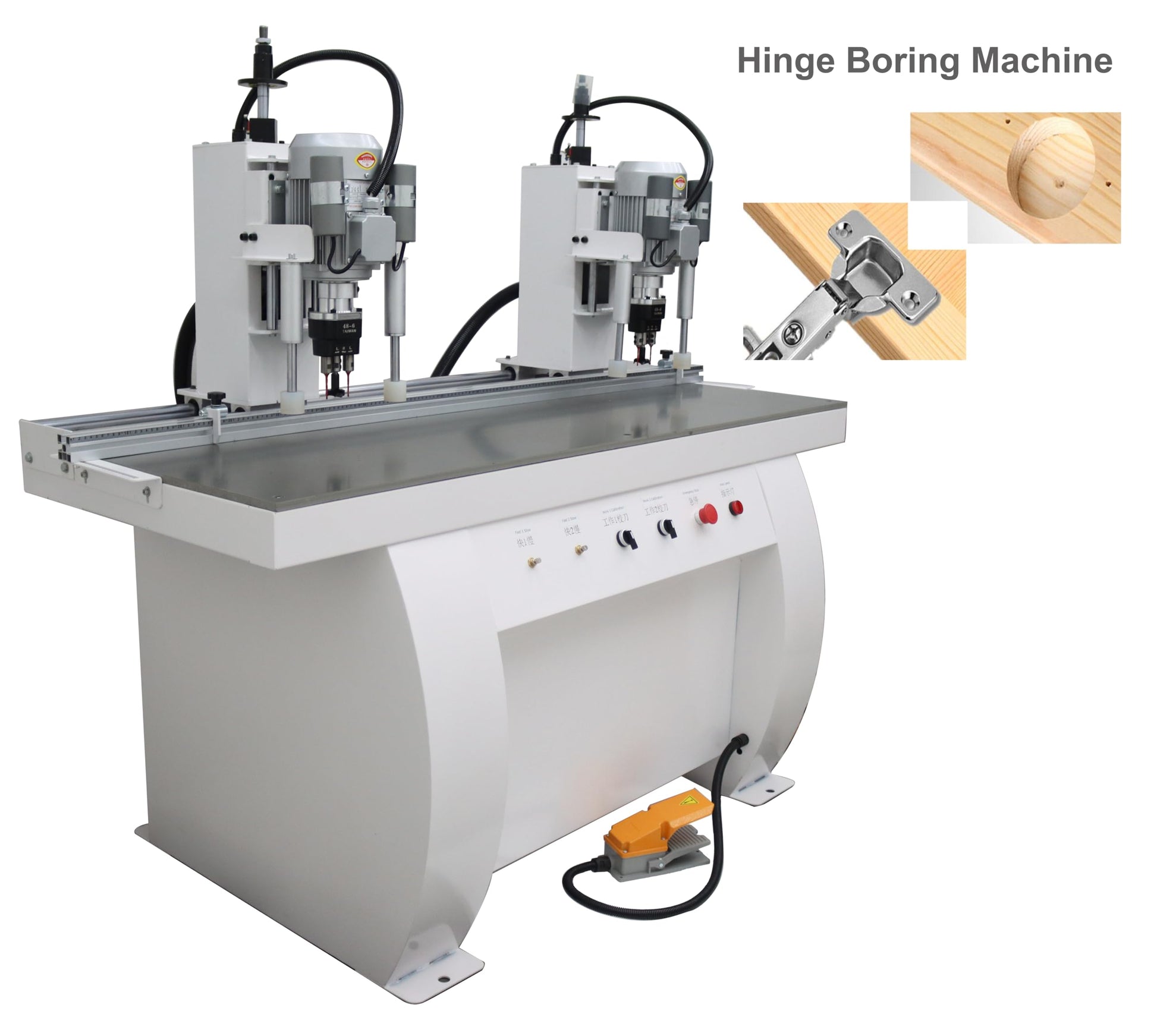 TECHTONGDA Hinge Boring Machine Woodworking Hole Drill Wood Electric Pneumatic Hole Puncher 0-2inch Drilling Depth Double Heads 48-6 - WoodArtSupply