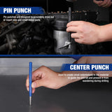 WORKPRO 30 PCS Heavy Duty Punch and Chisel Set with Roll Pouch, Cold & Cape Chisel, Center, Pin & Taper Punch, and Gauge, Blackened and Painted Finish for Durability WORKPRO